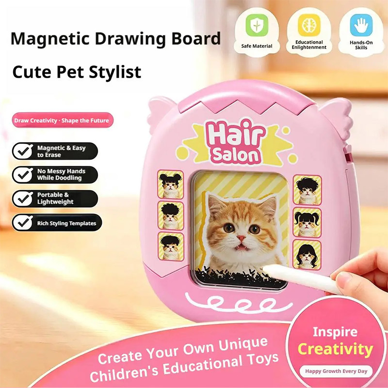 Magnetic Drawing Board - Diy Cat Hairstyle Magnetic Toy Double-sided